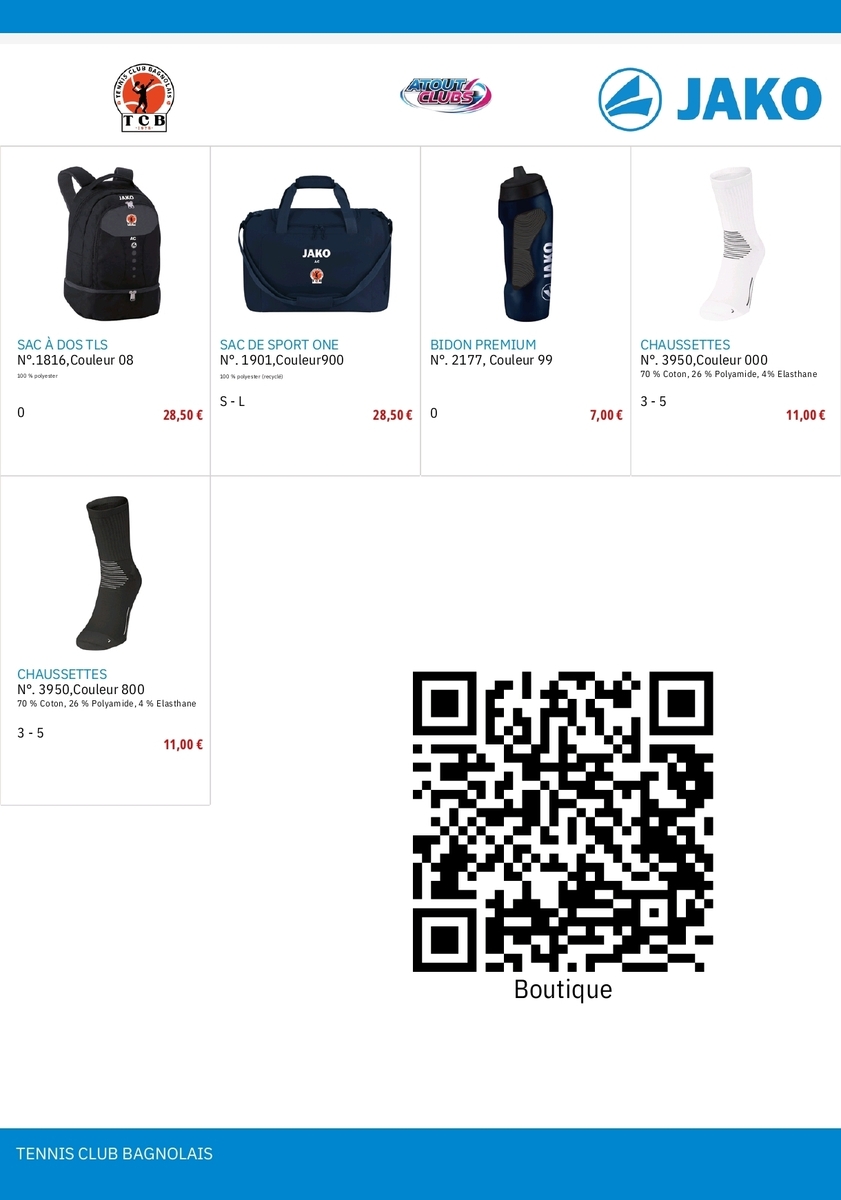 boutique en ligne du club